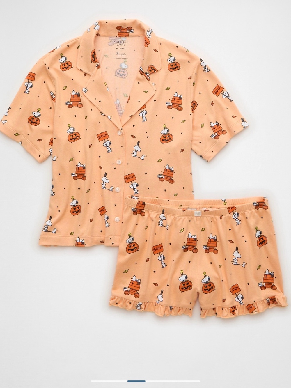 AE Luxe Plush Snoopy Button up PJ Set